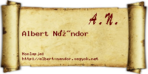 Albert Nándor névjegykártya